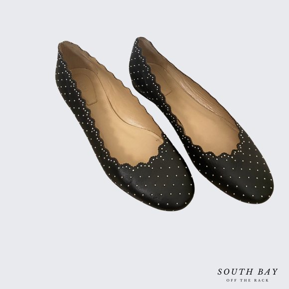 CHLOÉ Lauren Leather Ballet Flats In Black - Picture 2 of 2